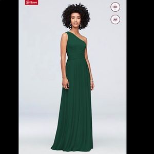 One-shoulder mesh bridesmaid dress in Juniper